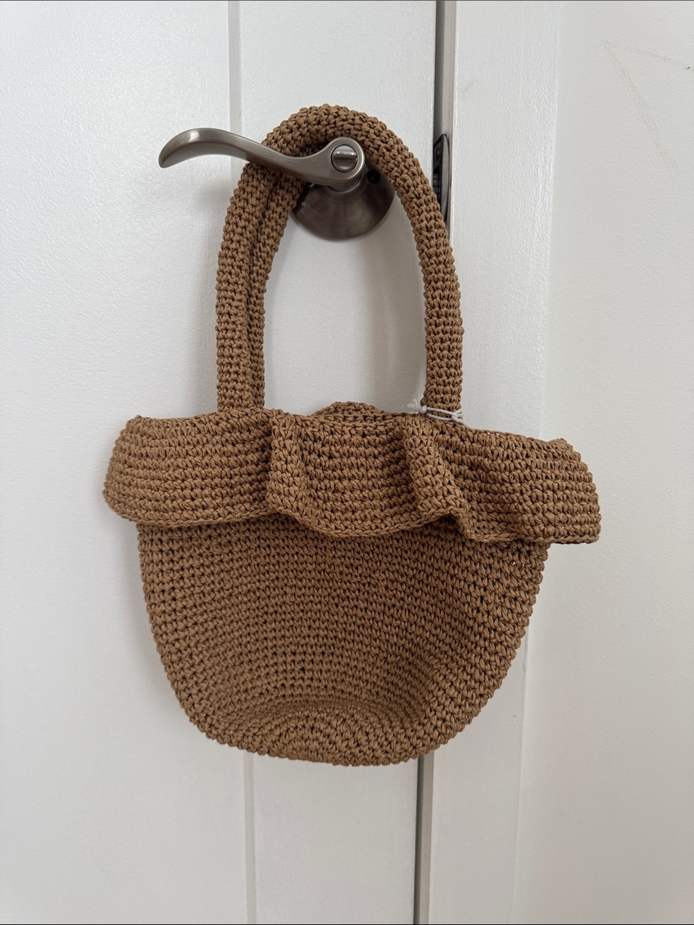NWT! ✨ Haute Hippie Brown Crochet Ruffle-Trim Tote